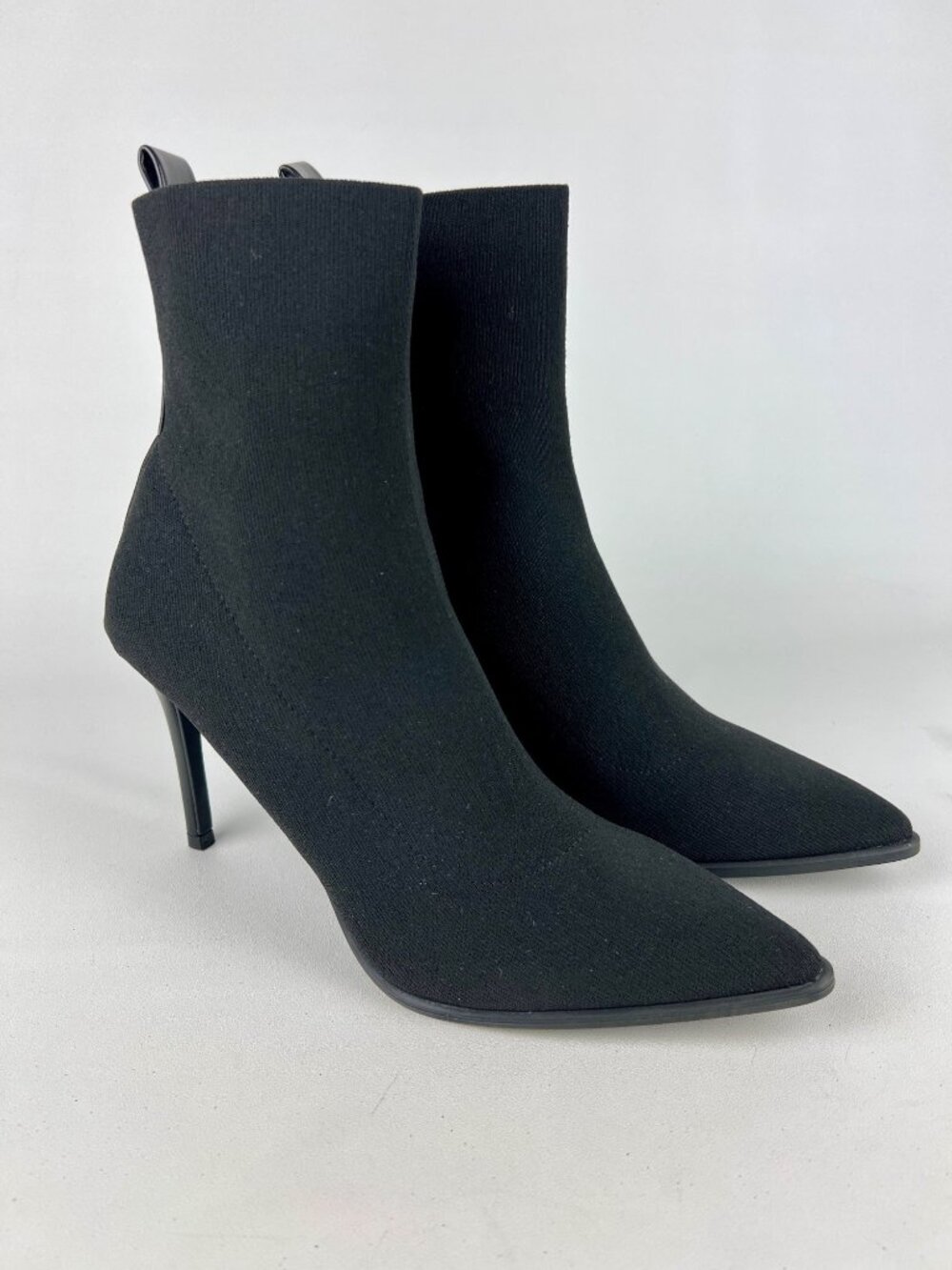 Steve Madden Womens Ender Black Sock Bootie Stiletto Heel Stretchy Knit size 9.5
